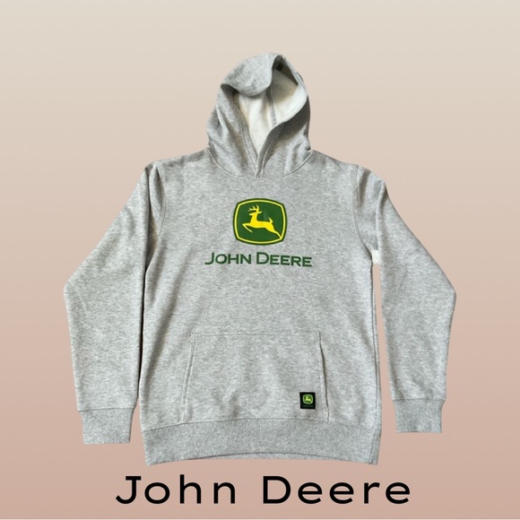 John Deere Hoodie Youth L 10/12 NWT | Gray Tractor Logo Pullover Sweatshirt NEW - Picture 2 of 7